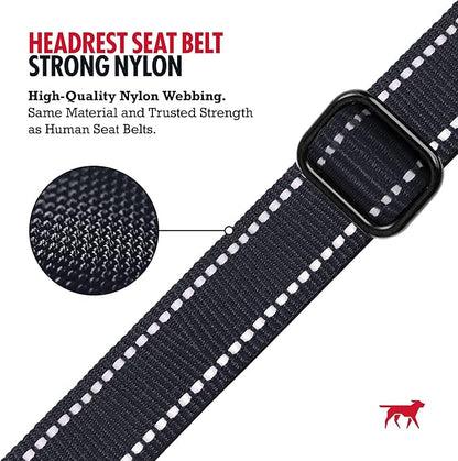 Tuff Pupper Dog Seat Belt for Car Headrest | Adjustable Length Dog Car Harness Restraint | Heavy-Duty Aviation Aluminum Carabiner & Tactical Buckle | Universal Fit for Small, Medium & Large Dogs