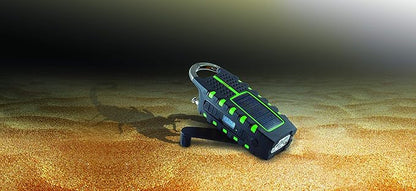 Eton - Scorpion II Rugged Multipowered Portable Emergency Weather Radio & Flashlight Green, Hand Crank, LED Flashlight, Smartphone Charger, Solar Power, 800 MAH Battery, Commitment to Preparedness