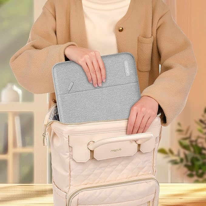 MOSISO Laptop Case 12.3 inch, 11.6-12.3 inch Laptop Sleeve Compatible with MacBook Air 11.6, Acer HP Dell Lenovo Samsung, Surface Pro, Polyester Vertical Computer Sleeve Bag with Pocket, Gray