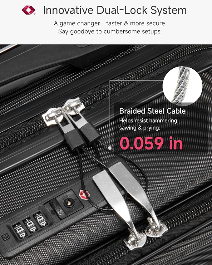 Carry On Luggage with Laptop Compartment, H1F 22x14x9 Airline Approved Front Pocket Hardside Suitcase with Spinner Wheels, TSA Lock, Includes Tote Bag（FX-Lite,Black,3 Piece Sets）