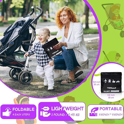 TOMULE Gate Check Stroller Bag for Airplane Travel,Waterproof Stroller Cover for Airplane Travel XL,Double Stroller Travel Bag for Airplane Padded(fits All Stroller, Black)