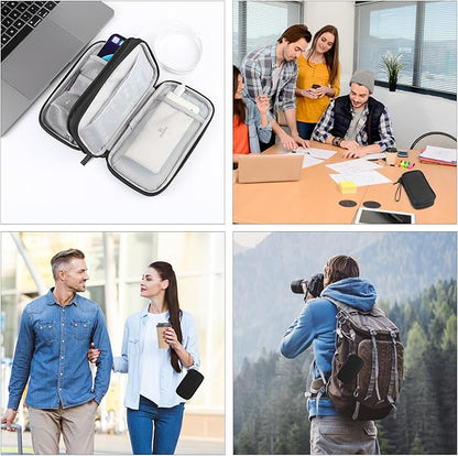 Electronic Accessories Carry Case, Electronic Accessories Organizer Carry Bag, Travel Cable Organizer Pouch, Portable Waterproof Double Layers All-in-One Storage Bag for Cord, Charger, Earphones (M)