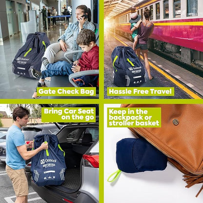 Infant Car Seat Travel Bag for Airplane - Durable Gate Check Bag for Car Seats that fits easily on Convertible Car Seats, Infant Carriers & Booster Seats (Hand Carry Bag, Blue)