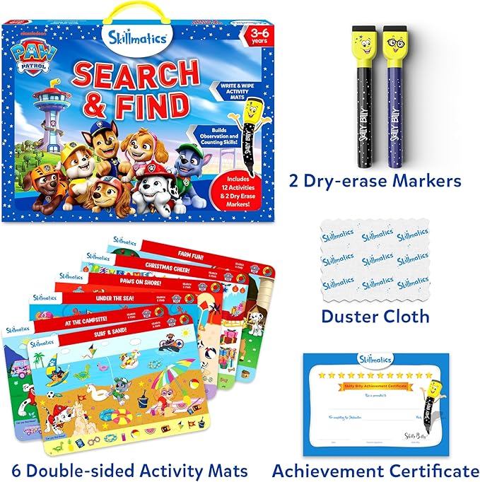 Skillmatics Search and Find PAW Patrol Educational Game - Reusable Preschool Learning Activities, Perfect for Toddlers & Kids Who Love Toys, Art & Crafts, Gifts for Boys & Girls Ages 3, 4, 5, 6