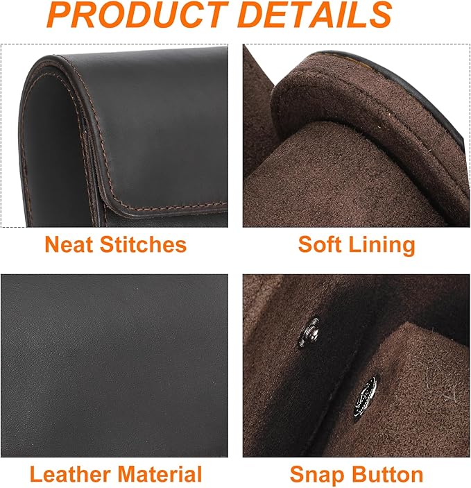 HARFINGTON Watch Roll Travel Case Single Slot Portable Leather Watch Case for Men and Women, Watches Storage Organizer with Removable Pillows for Traveling, Display, Home Storage, Coffee