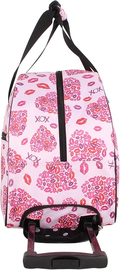 Betsey Johnson Designer Carry On Luggage Collection - Lightweight Pattern 22 Inch Duffel Bag- Weekender Overnight Business Travel Suitcase with 2- Rolling Spinner Wheels (Lips XOX)
