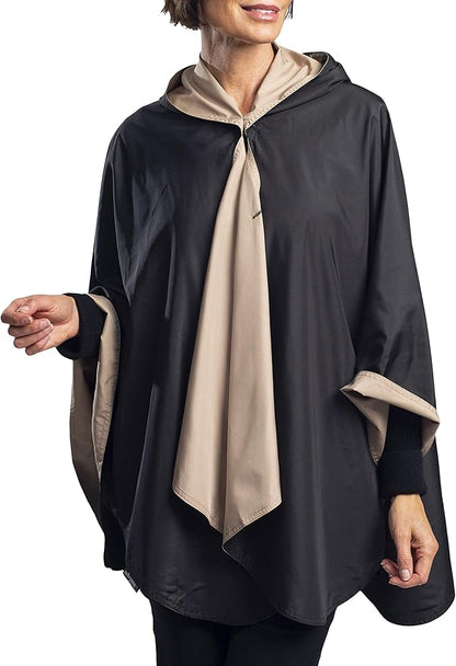 RainCaper Womens Rain Cape Poncho Coat Jacket with Hood Reversible Gorgeous Ultrasoft