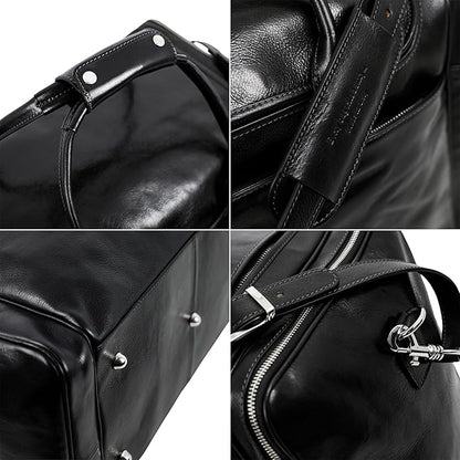 Leather Duffel Bag Weekend Bag Gym Large Travel Bag - Time Resistance