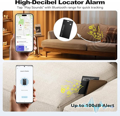 [2025 New] Wallet Tracker Card, Certifed by Apple Find My & Google's Find Hub, Android airtag, Item Locator, Credit Card Size Tracker, Card Holder Tracker, Keys, Bags (Black, 1 Pack)