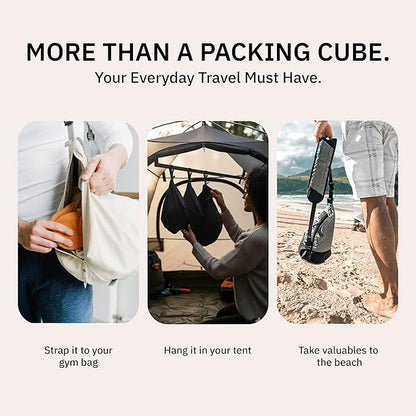 trtl Packing Pods, Oyster Grey - Packing Cubes for Travel - Organizer Bags for Luggage to Maximize Suitcase Space - Travel Packing Organizers - Includes Carry Strap - Comes with 3 Cube Sizes - 3 Pack