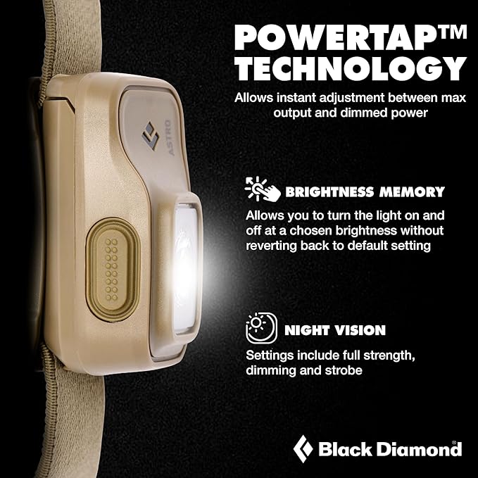 BLACK DIAMOND Astro 300 Headlamp | 300 Lumens | 3X AAA Batteries Included | Compact, Lightweight for Camping, Hiking & Climbing (Ops Dark Tan)