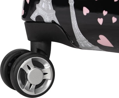 Betsey Johnson 26 Inch Checked Luggage Collection - Expandable Scratch Resistant (ABS + PC) Hardside Suitcase - Designer Lightweight Bag with 8-Rolling Spinner Wheels (Paris Love)