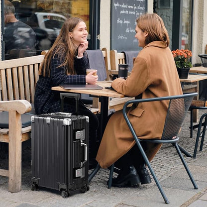 Krute Aluminum Frame Carry On Luggage 20 Inch Zipperless Luggages USB Charger Hardside PC Suitcase With Spinner Wheels Airline Approved Hard Shell Suitcases with TSA Lock (1 Piece)