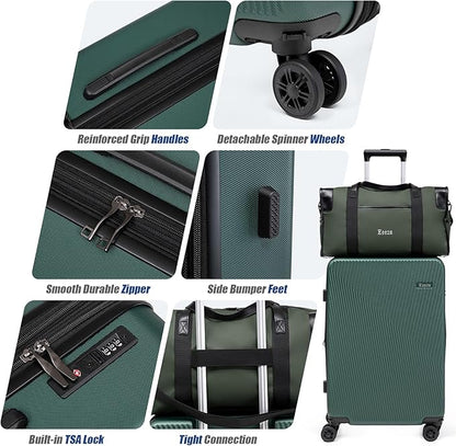 Expandable Carry on Luggage Sets,Suitcases with Detachable Wheels Hardshell 22x14x9 Airline Approved,Lightweight Luggage Set with TSA Lock,Carry on Suitcase