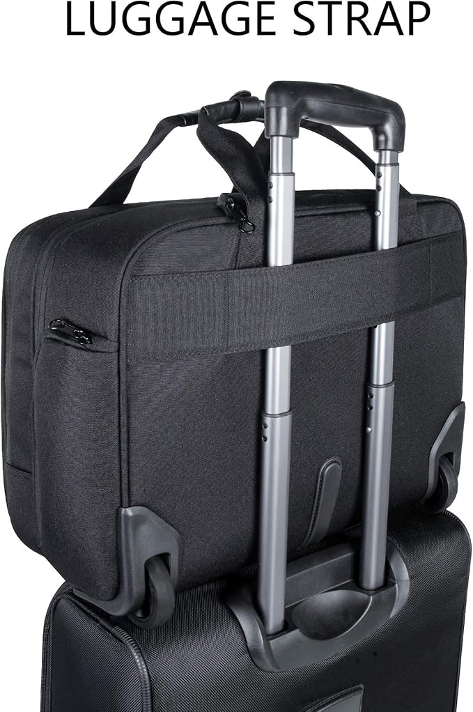 KROSER Rolling Laptop Bag Premium Rolling Briefcase Fits Up to 17.3 Inch Laptop Overnight Computer Bag with RFID Pockets for Travel/Business/Men/Women-Black