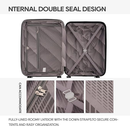 GinzaTravel 3-piece expandable luggage sets with Spinner Wheels， ABS hardshell Suitcase with TSA Lock，Large Luggage for Family Travel & carry on 20/24/28，Grey color