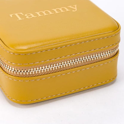 Angelina's Palace Personalized Jewelry Case with Name Engraved,Custom Leather Travel Jewelry Organizer Box for Rings,Earrings,Necklaces,Birthday Bridesmaid Gift For Women