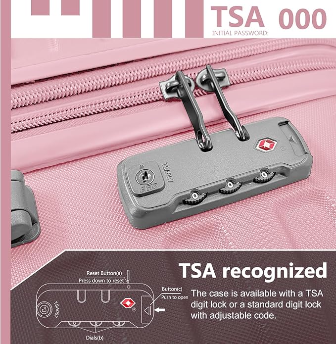 Merax 6 Piece Luggage Set, ABS Hardside Expandable Suitcases with Spinner Wheels TSA Lock,Travel Carry On Suitcase Set, Pink