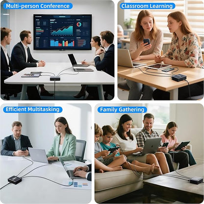 320W Fast Charging 8 Port USB C Charger Block, Multi-Device USB Charging Station Wall Desktop Charger with GaN Ⅲ Technology, USB-C Charger Adapter for MacBook/iPad/iPhone 16/Samsung Galaxy/DELL/HP