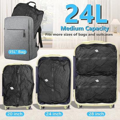 Dobaly 24L Vacuum Bags for Travel with 5KPa Pump, IP67 Reusable Vacuum Seal Bags for Carry On Suitcases Vacuum Packing Cubes for Luggage and Backpack Space Saver Durable (2PC+Pump)