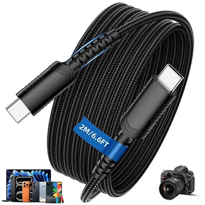 USB C Cable Fast Charging 6.6FT, 5A 100W 65W 45W 40W 30W USB-C to USBC Cable,Bend Resistant Braided PD Charge Cord for Dell for ASUS Laptop for iPhone 17 Pro Max 16 16e 15 Galaxy S25 A17 for iPad A16