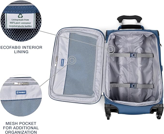 Travelpro Maxlite 5 Softside Expandable Luggage with 4 Spinner Wheels, Lightweight Suitcase, Men and Women, Ensign Blue, Compact Carry-on 20-Inch