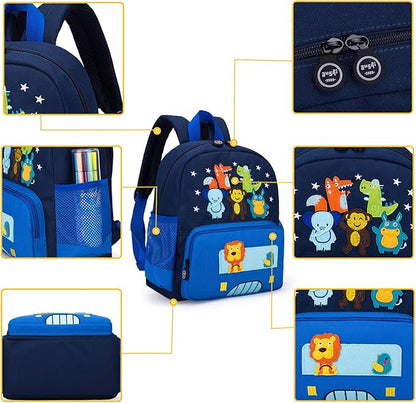 willikiva Cute Zoo Little 3d Backpack Kids Backpack for Boys and Girls Toddler Backpack Waterproof Preschool(Blue)