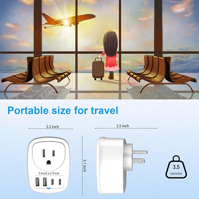 Multi Plug Outlet Extender 2 Packs, Outlet Plug Adapter, American Type B Plug Adapter with 1 Electrical Outlets, 4 USB Charger Ports (2 USB C), for School, Travel, Office, Home Essentials