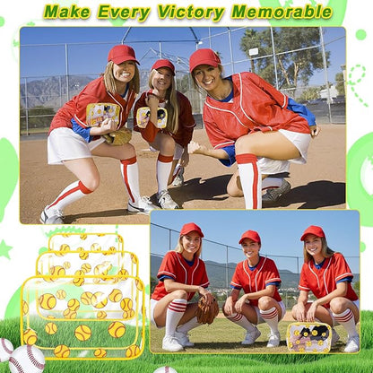 40 Pack Softball Clear PVC Makeup Bags - Waterproof Travel Pouches with Zipper for Men & Women, Perfect for Carry-On Essentials