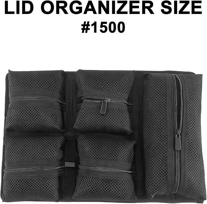 UPGRADED LAFENLIN Lid Organizer for Pelican 1500 Case, 5 Mesh Pockets Storage Organizer, Fits Camera Cases, Diving Dry Boxes, Hard Cases & Toolboxes, Includes Screws & Velcro, Durable, Thickening Mesh