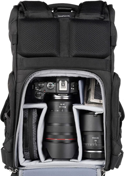 Think Tank FocusPoint 22L RollTop Camera Backpack - Golden Hour: Expandable Travel & Camera Backpack with Laptop Sleeve, Quick Side and Back Access, Rain Cover – Versatile Photography & Travel Bag