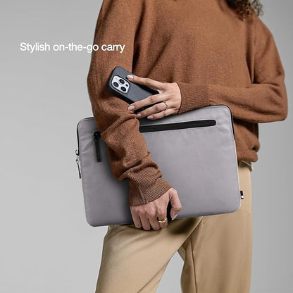 Incase Compact Laptop Sleeve with Flight Nylon - 14-inch MacBook/Laptop & iPad/Tablet Sleeve - Faux Fur Lining, Lightweight, Durable, Weather Resistant, Slip Pocket for Accessories - Conte Grey