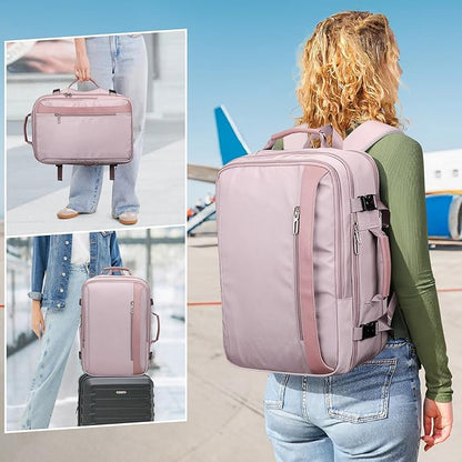 PIJUSHI Travel Backpack for Women Expandable Carry on Luggage Backpack Airline Approved Personal Item Laptop Bag(PE034 Light Purple)