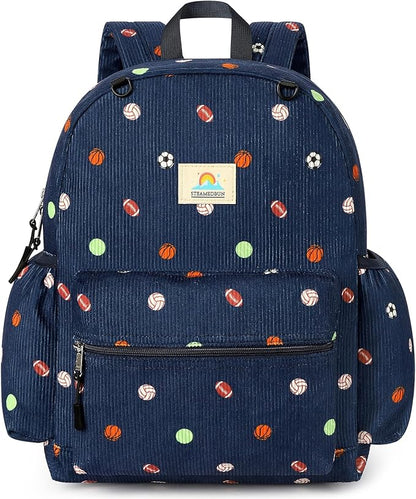 STEAMEDBUN Corduroy Kids Backpack for Boys and Girls 5-8: Boys Backpack for Elementary Kindergarten - 15 inch Cute Backpacks for Kids