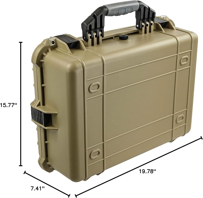 Eylar 20 Inch Large Protective Camera Hard Case Water and Shock Proof With Foam Tan