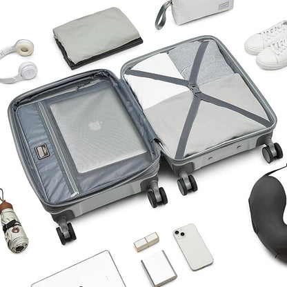 LARVENDER Luggage Sets 5 Piece, PP Hardshell Suitcase Set, Carry on Luggage Set, Expandable Travel Luggage Set with TSA Lock, Large Suitcase with Spinner Wheels for Women Men(WHITE/20/24/28/DB/TB)