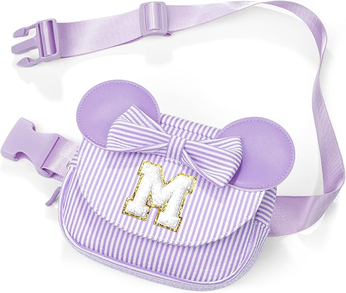 Christmas Gifts for Girls Kids - Birthday Gifts for 3 4 5 6 7 8 9 10 11 12 13 Year Old Girl, Initial Fanny Pack Belt Bag Purse, Stocking Stuffers for Girls Teen Daughter Sister Purple M