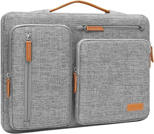 MOSISO 360 Protective Laptop Case 15 inch, 15 inch Laptop Sleeve Compatible with MacBook Air M4 M3 M2 2025 2024 2023, Dell XPS Plus, Side Open Carrying Case with 4 Zipper Pockets&Handle, Gray