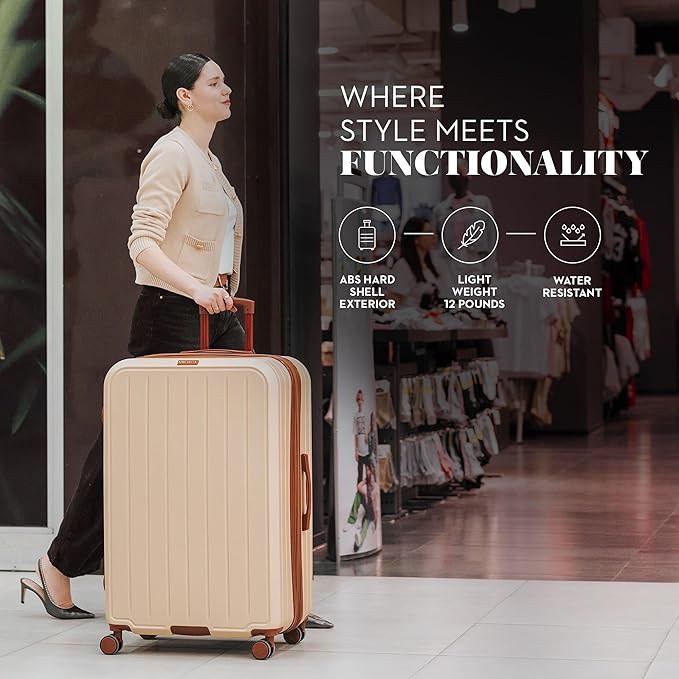 Nine West Bali 32 inch Luggage with Spinner Wheels – Champagne Hardshell Extra Large Suitcases for Travel with Packing & Laundry Bag – Large Lightweight Suitcase with Wheels – Checked Luggage
