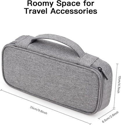 Tech Organizer Travel Case, Electronics Carrying Pouch Bag for Cable, Charger & Cords, External Power Bank, Portable Hard Drive (Dark Grey)