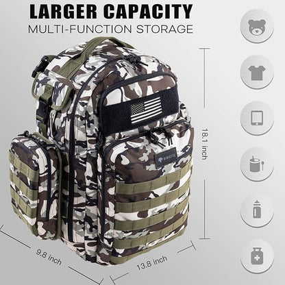 Dinictis Dad Diaper Bag, Mens Diaper Bag Backpack with Diaper Changing Mat, Military Diaper Backpack with Molle Webbing, Waterproof Pouch, Baby Wipes pocket, Insulated Bottle Pockets- Camo