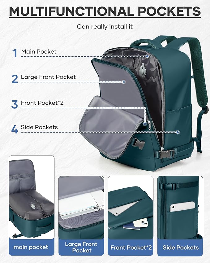 Vacuum Seal Backpack Travel With Pump,Large Carry On Vacpack Backpacks For Women Men,Mochila De Viaje Compresion Al Vacio,Personal Item Travel Backpack With Vacuum System,Peacock Blue