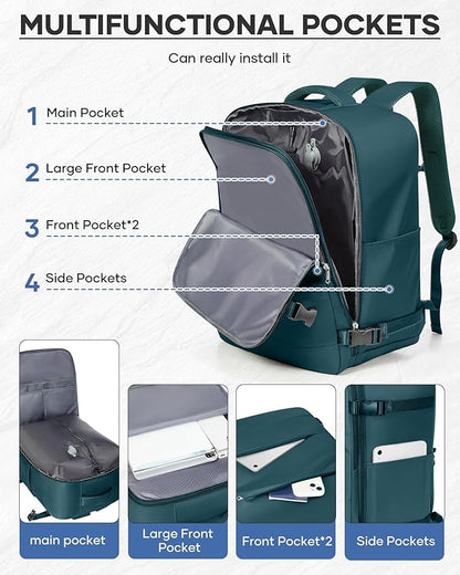 Vacuum Seal Backpack Travel With Pump,Large Carry On Vacpack Backpacks For Women Men,Mochila De Viaje Compresion Al Vacio,Personal Item Travel Backpack With Vacuum System,Peacock Blue