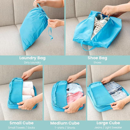 Cambond Compression Packing Cubes for Travel Women - Expandable Travel Bags Luggage Organizers Travel Essentials Compression Cubes for Travel Carry on Suitcases Organizer