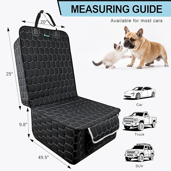 Front Seat Covers for Cars,Waterproof Car Seat Protector with Side Flaps 600D Fabric Front Seat Dog Cover for Trucks Vans SUVs Sedans, Non Slip Scratch Proof Seat Covers for Dogs in Car