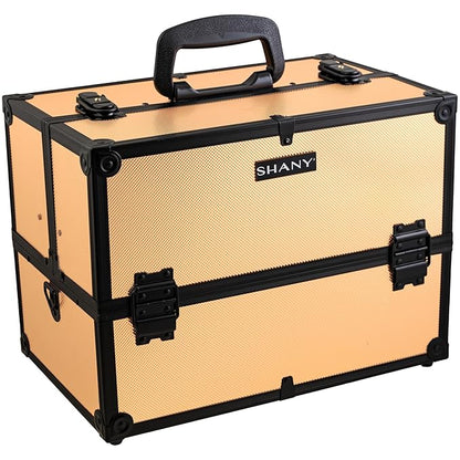 SHANY Essential Pro Makeup Train Case Cosmetic Box Portable Makeup Case Cosmetics Beauty Organizer Jewelry storage with Locks, Multi Compartments Makeup Box and Shoulder Strap - Black Rose