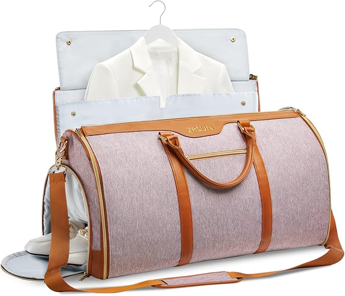 Garment Bag for Travel, Convertible Carry-On Duffel with Shoe Compartment, Waterproof & Wrinkle-Free Suit Carrier for Business Trips & Weekend Getaways, Foldable & Lightweight