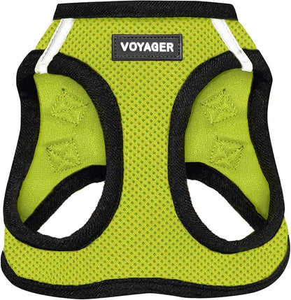Best Pet Supplies Voyager Step-in Air Harness - All Weather Mesh, Reflective, No Pull Harness for Dogs, Cats - Secure with Hook & Loop Fastener, Buckle, Double D-Rings - Lime Green/Black Trim, XXS