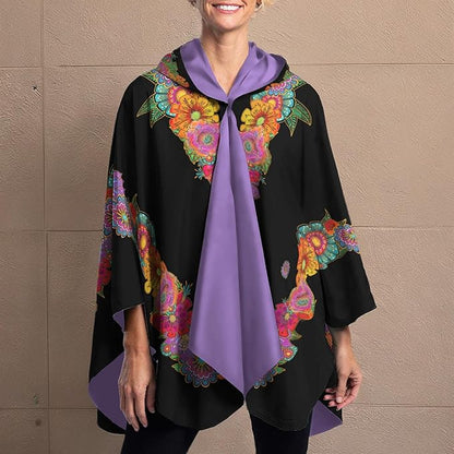RainCaperLaurel Burch Womens Rain Cape Poncho with Hood - Reversible