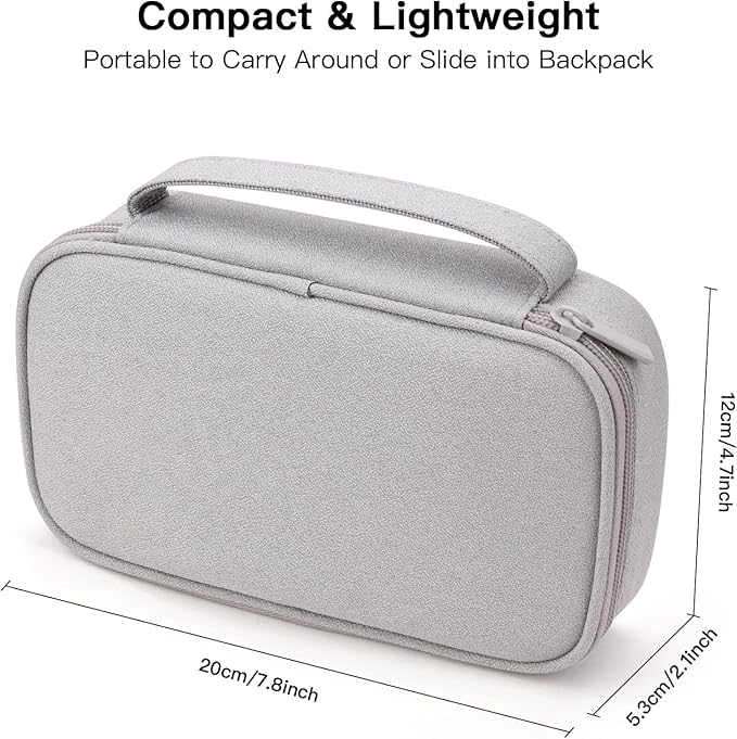Electronic Organizer Travel Case, Cable Organizer Bag for Charger & Cord, Tech Accessories, External Hard Drive (Small, Light Grey)